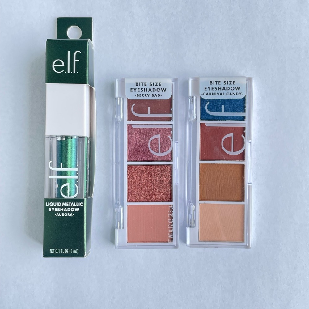 NEW elf Bite Size and Liquid Metallic Eyeshadow Bundle Green Brown Halloween